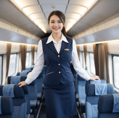 Customer representatives assisting travelers